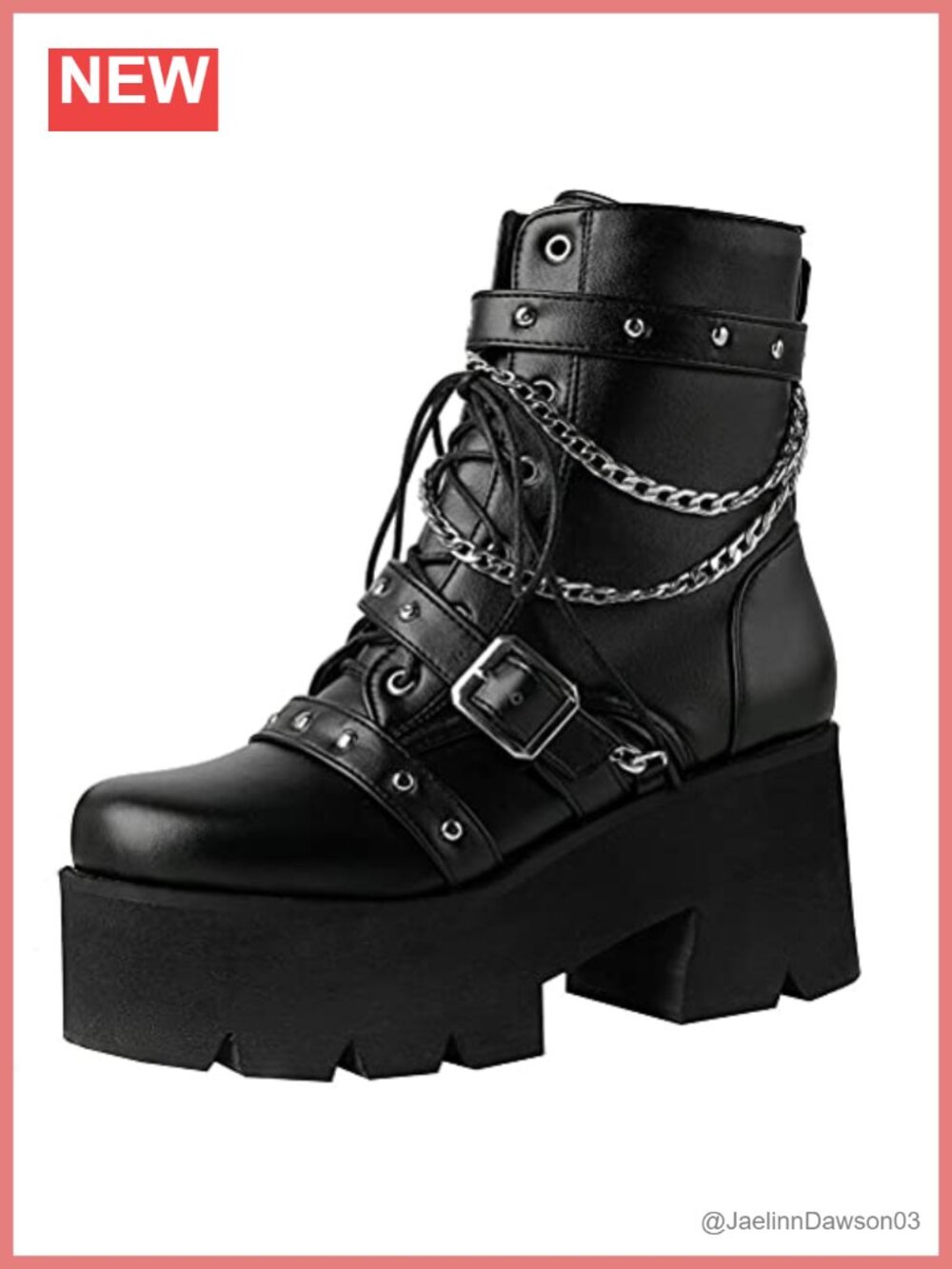 Women's Chunky Platform Ankle Boots Goth Motorcycle Lace Up Block Heel